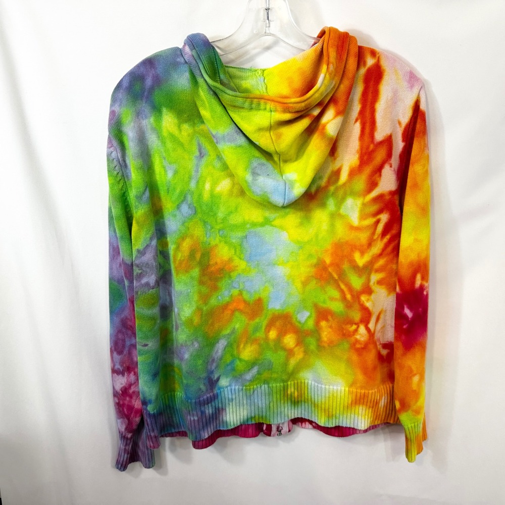 NorthStyle XL Jacket Handmade Tie Dye Cotton Knit Zip Up Hoodie Rainbow 1742 - Picture 3 of 12